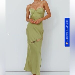 LACE TRIM MIDI DRESS LIME